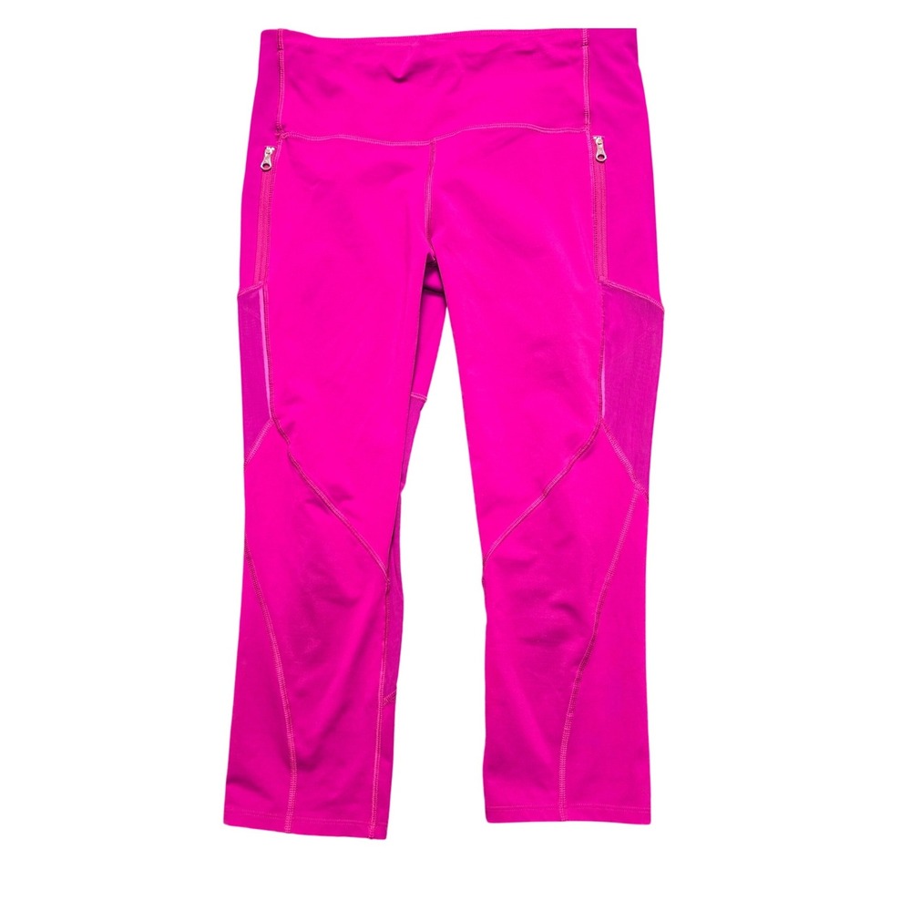Lululemon Womens 10 Run Inspire Crop II Pink Mesh‎ Panel Zipper Pocket Leggings